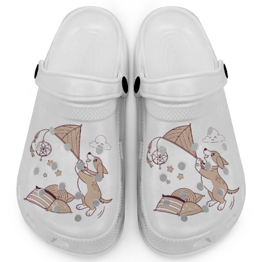 Whimsical Dachshund with Dreamcatcher Clogs
