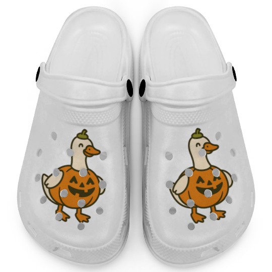 Spooky Halloween Duck in Pumpkin Costume Clogs