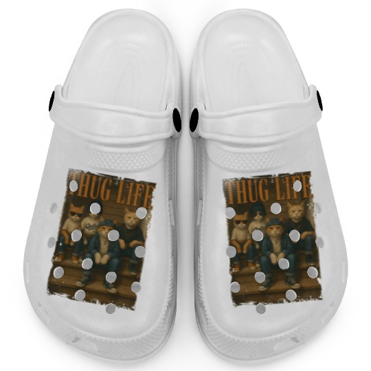 Thug Life Cats Funny Gangsta Street Style Clogs