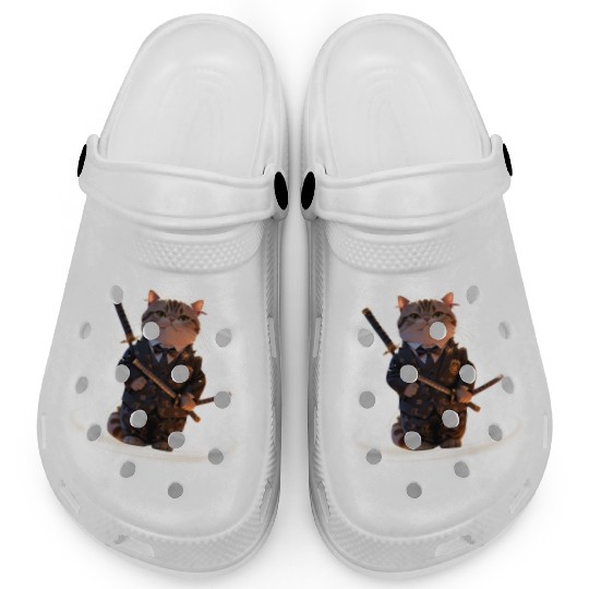 Samurai Cat in Formal Kimono Clogs