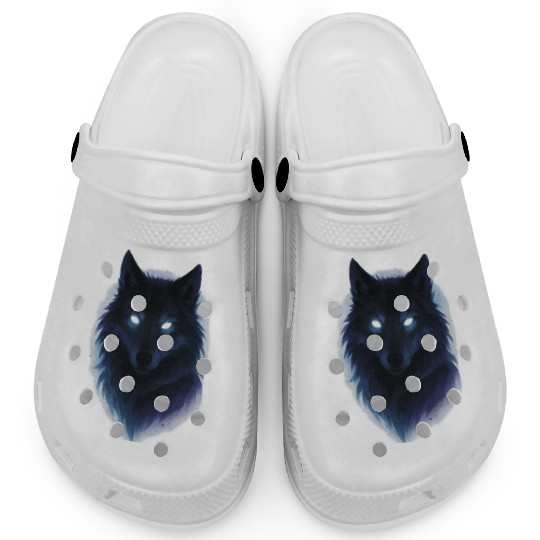 Enigmatic Howling Wolf Design Clogs