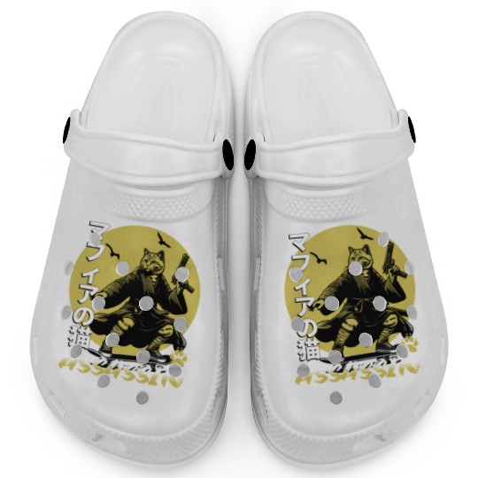 Samurai Cat Martial Arts Illustration Clogs