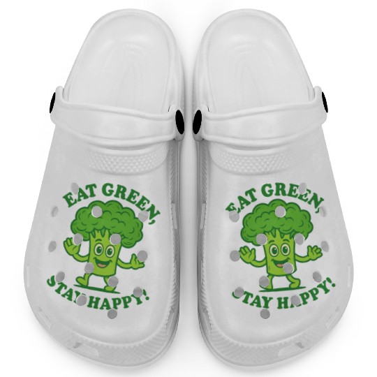 Eat Green Stay Happy Broccoli Character Clogs