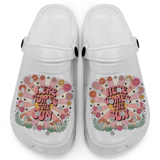 Here Comes The Sun Flowers Abstract Art Lover Clogs