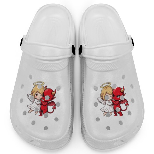 Heavenly Angel vs Devil Cartoon Design Clogs