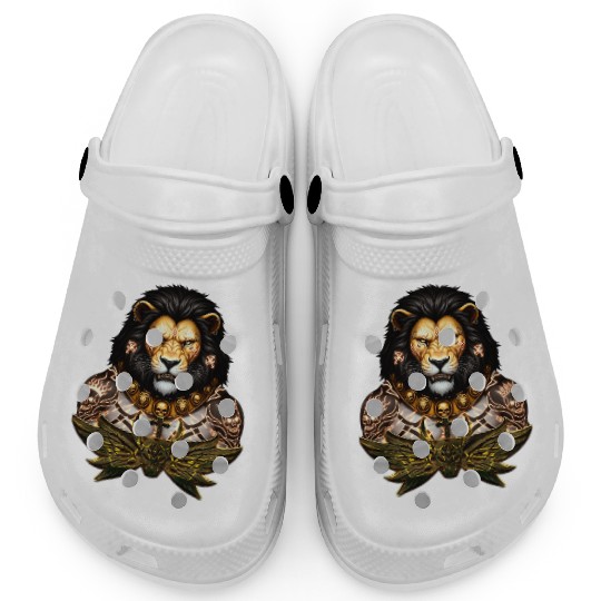 Majestic Lion Warrior Tattoo Design Clogs