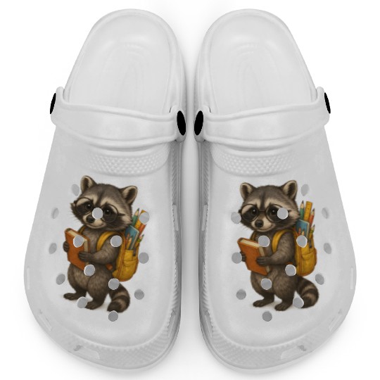 Cute Raccoon Kids First Day School Student Teacher Clogs