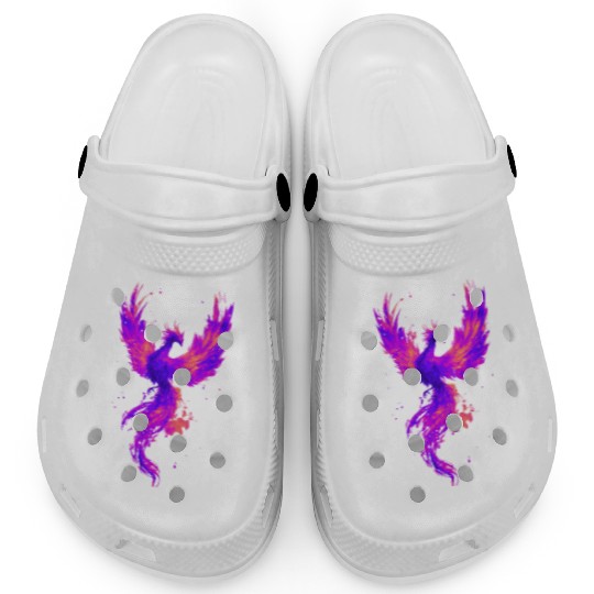Vibrant Phoenix Illustration for Apparel Clogs