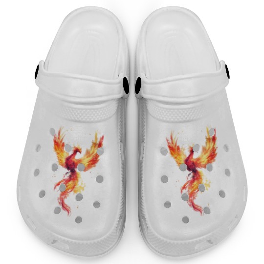 Fiery Phoenix Watercolor Illustration Clogs