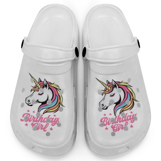 Sparkling Rainbow Unicorn Birthday Clogs
