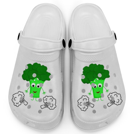 Whimsical Broccoli Character Design Clogs