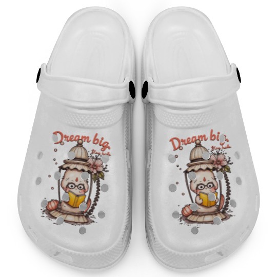 Whimsical Reading Buddha Lantern Design Clogs