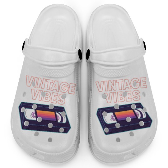 Vintage Cassette Tape Neon Design Clogs