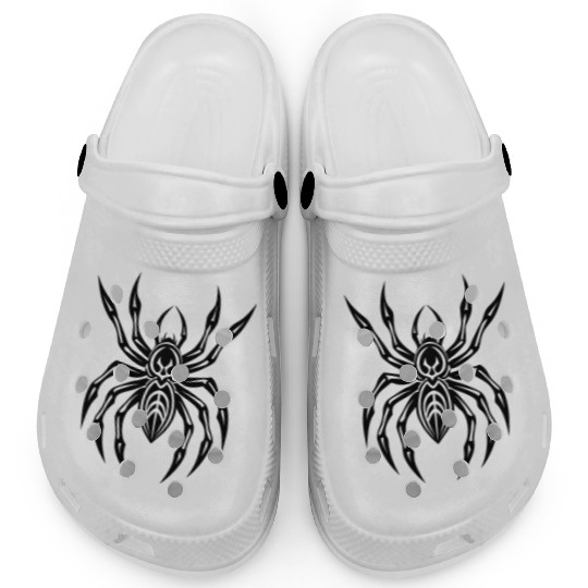 Geometric Tribal Spider – Minimalist Black Insect  Clogs