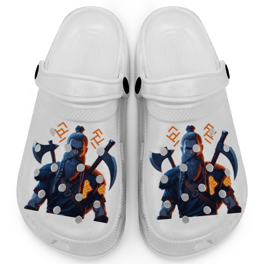 Viking Warrior with Axes and Fur Clogs