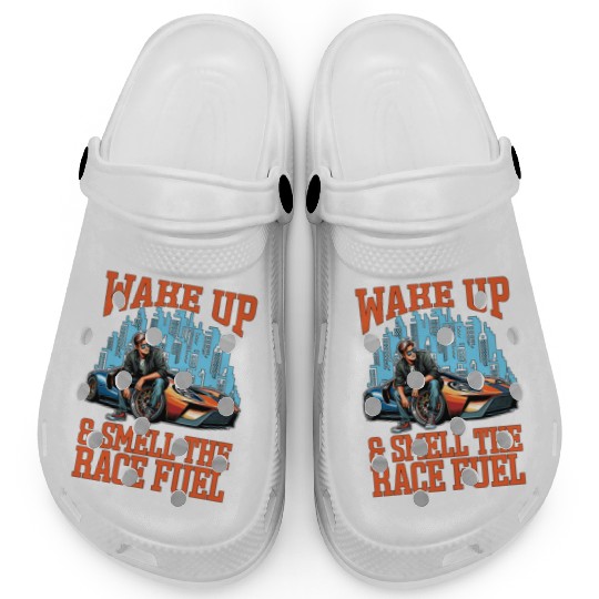 Car Racing Wake Up & Smell Race Track Car Lover Clogs