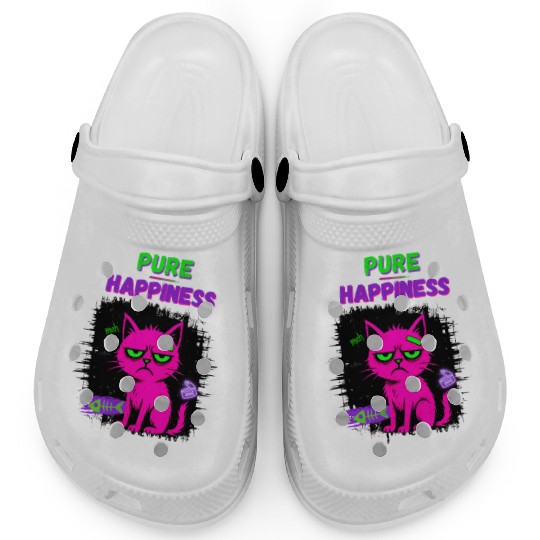 Neon Grumpy Cat – Pure Happiness Graphic Clogs