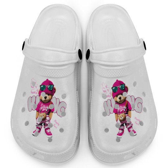 Trendy Teddy Bear Streetwear Design Clogs