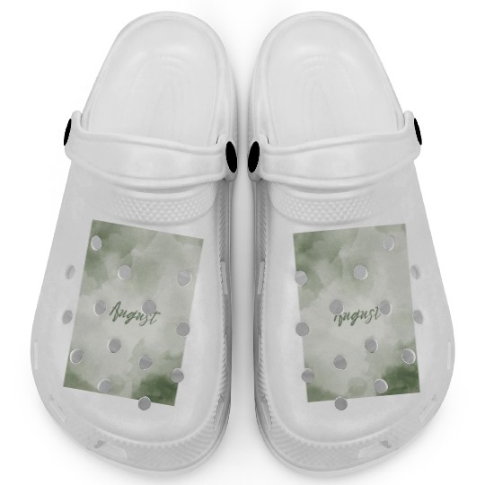 August Watercolor Pastel Typography Clogs