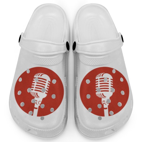 Retro Microphone in Red Circle – Vintage Music  Clogs