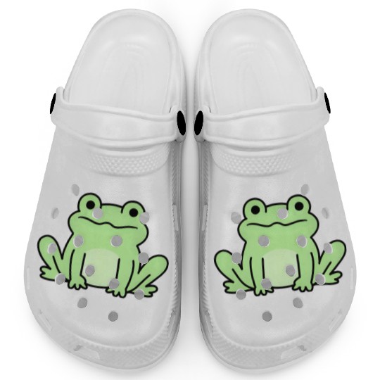 Lime Green Cartoon Frog Design Clogs