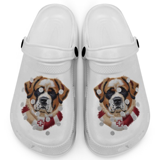 Swiss Saint Bernard Dog Red White Switzerland Flag Clogs