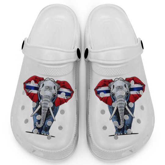 Thailand Elephant Red White Blue National Flag Cul Clogs