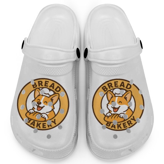 Whimsical Bread and Bakery Dog Logo Clogs