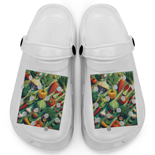Vibrant Vegetable Garden Illustration Clogs