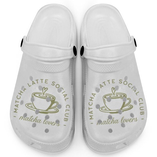 Matcha latte lovers club green aesthetic Clogs