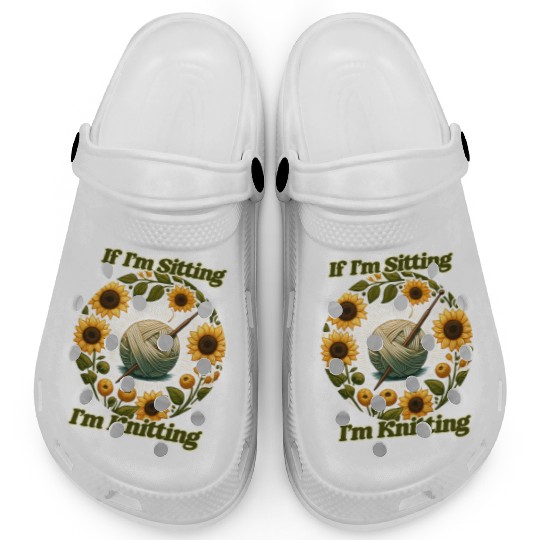 Knitting Enthusiast Sunflower Design Clogs