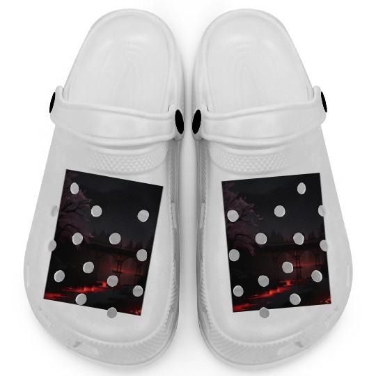 Nighttime Bridge and Cherry Blossom Scene Clogs