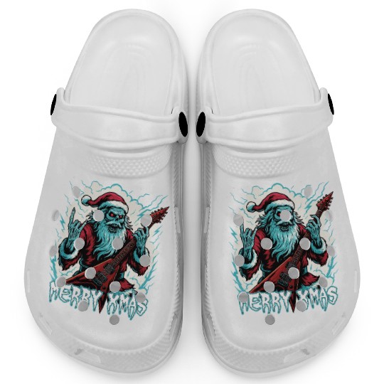 Heavy Metal Santa Guitar Christmas Clogs
