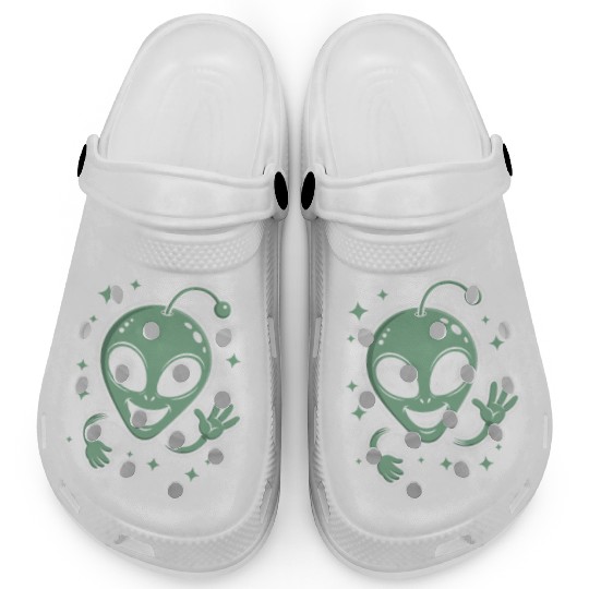 Cute Alien Cartoon Illustration Clogs