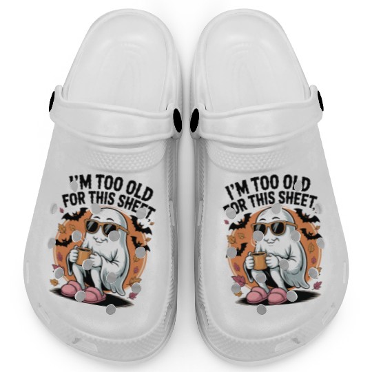 Cozy Ghost with Sunglasses and Coffee Clogs