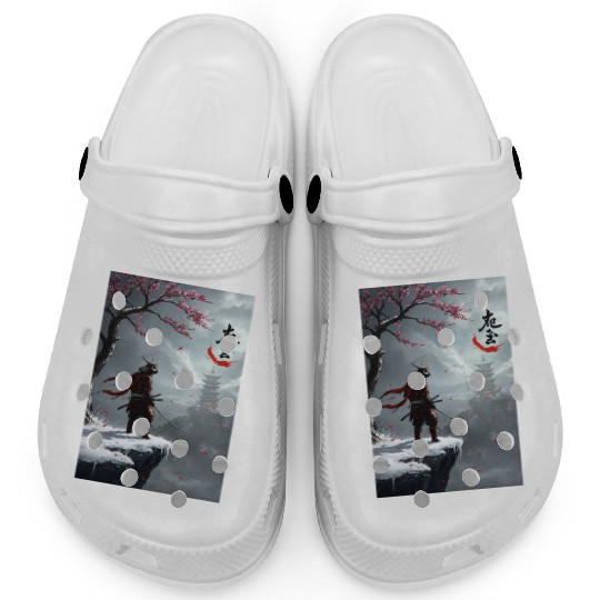 Samurai Warrior Under Cherry Blossom Tree Clogs
