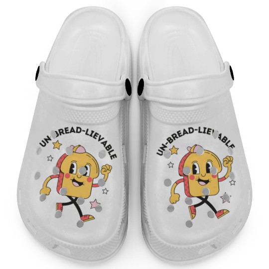 Whimsical Bread-Themed Cartoon Character Clogs