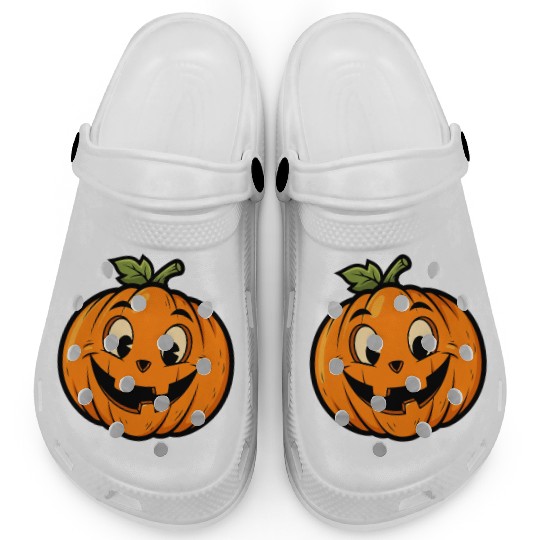 Playful Jack-o'-Lantern Cartoon Design Clogs