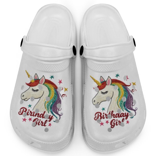 Colorful Unicorn Birthday Girl Clogs