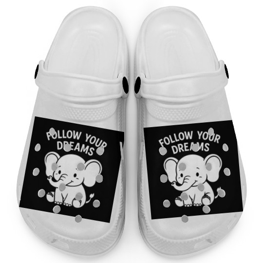 Follow Your Dreams Elephant Design Clogs