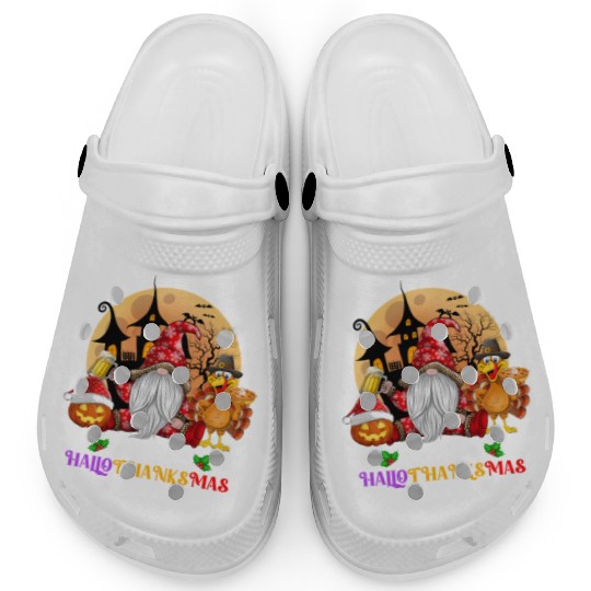 Happy Hallothanksmas Halloween Thanksgiving Xmas Clogs