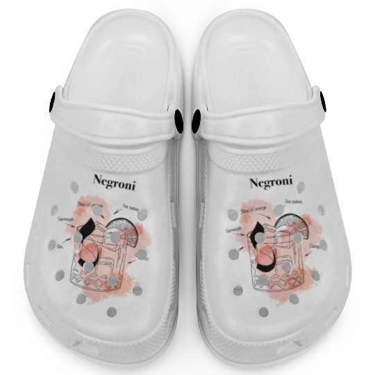 Negroni Cocktail Illustration Classic Hand-Drawn Clogs