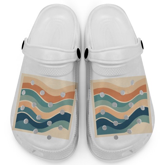 Serene Ocean Wave Abstract Design Clogs
