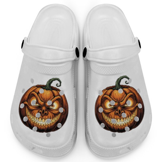 Menacing Jack-o'-Lantern Face Illustration Clogs