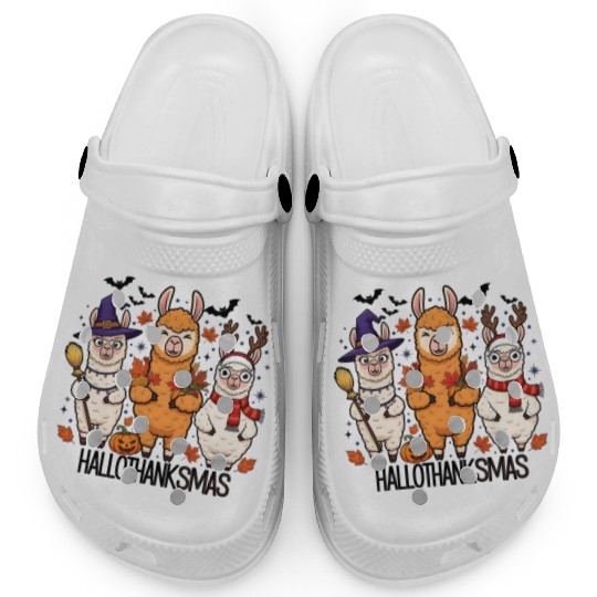 Hallothanksmas Llama Trio Halloween Xmas Clogs Gift
