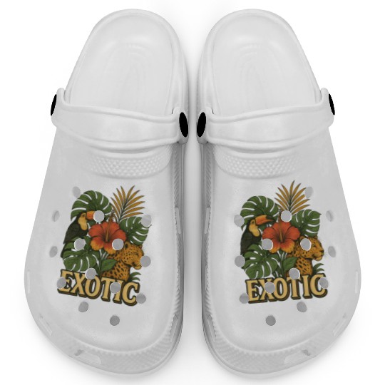 Vibrant Jungle Animal and Floral Print Clogs