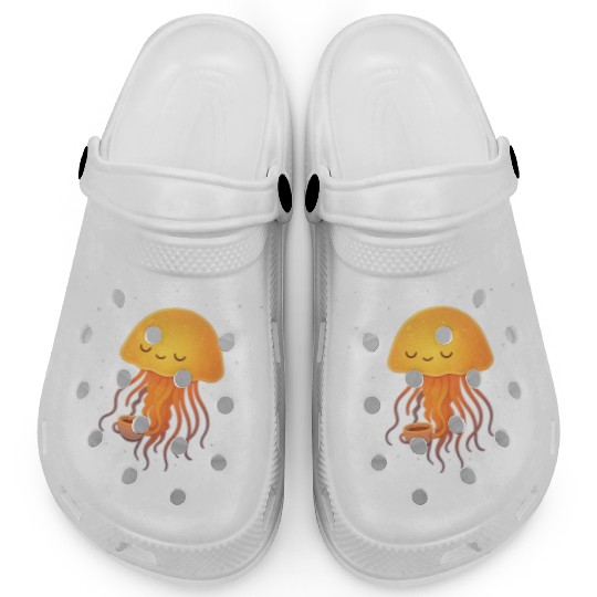Whimsical Jellyfish Coffee Embrace Clogs