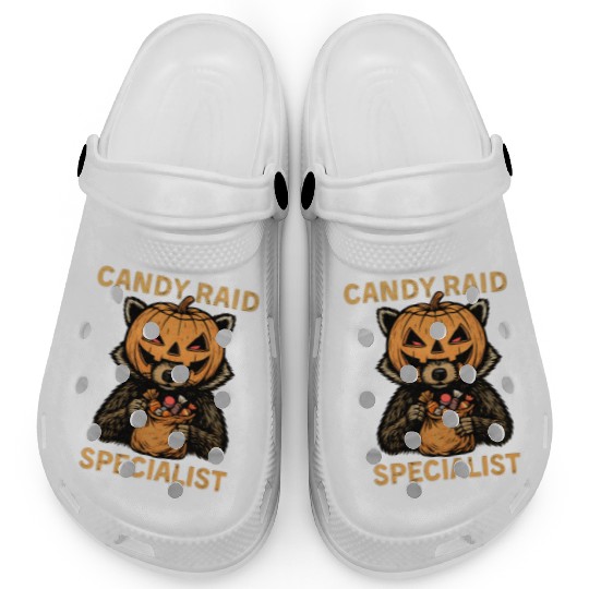 Candy Raid Specialist Halloween Raccoon Pumpkin Clogs