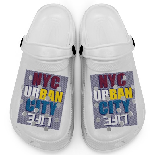 Vibrant NYC Urban City Typography life Clogs