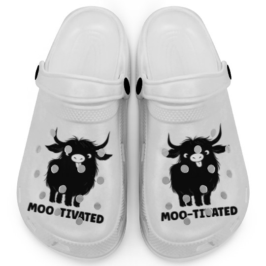 Highland Cow Moo-tivated Funny Cute Cow Clogs